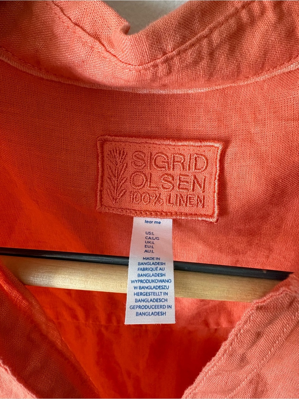 Sigrid Olsen Coral Button Up- 100% Linen - Picture 5 of 5